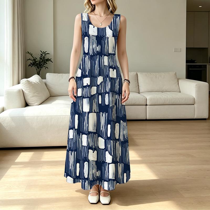 Women's Sleeveless Maxi Dress Minimalist Style,Comfy Fabric,Flowy Hem,Versatile for Daily Commute,Casual Outings & Beach Vacations