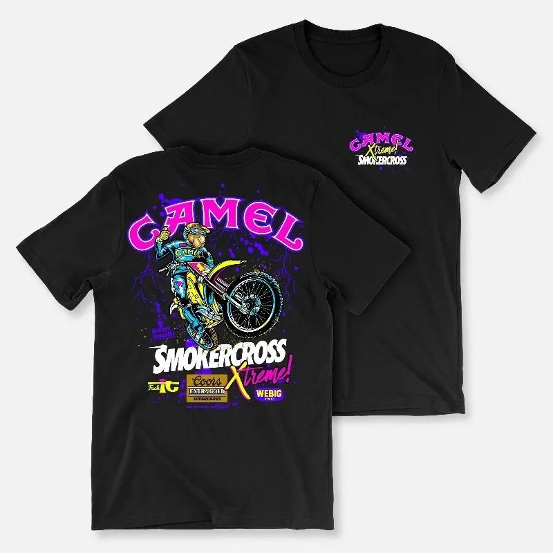 New Retro Car Camel Cigarettes Tshirt Vintage Cotton Tops Tee Short Sleeve Casual Streetwear Unisex Unisex Clothing Motosport