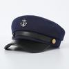 Berretto alla moda unisex Cappello blu navy tinta unita da donna e uomo Cappello da sfilata per primavera e autunno Cotone con logo ancora Cappellini da donna a tesa corta