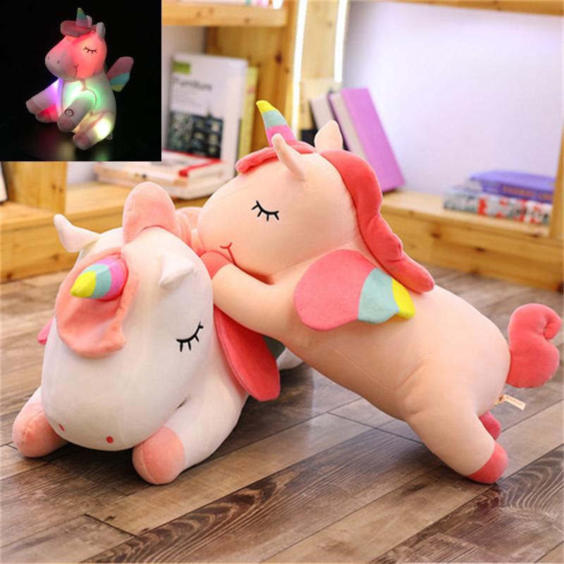 Lightup Led Rainbow Unicorn Plush Toy Home Decoration Doll Pillow Gift Kids