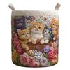 With Handle Fabric Floral Storage Bag Large Capcity Clothes Toy Organizer Quilted Laundry Basket