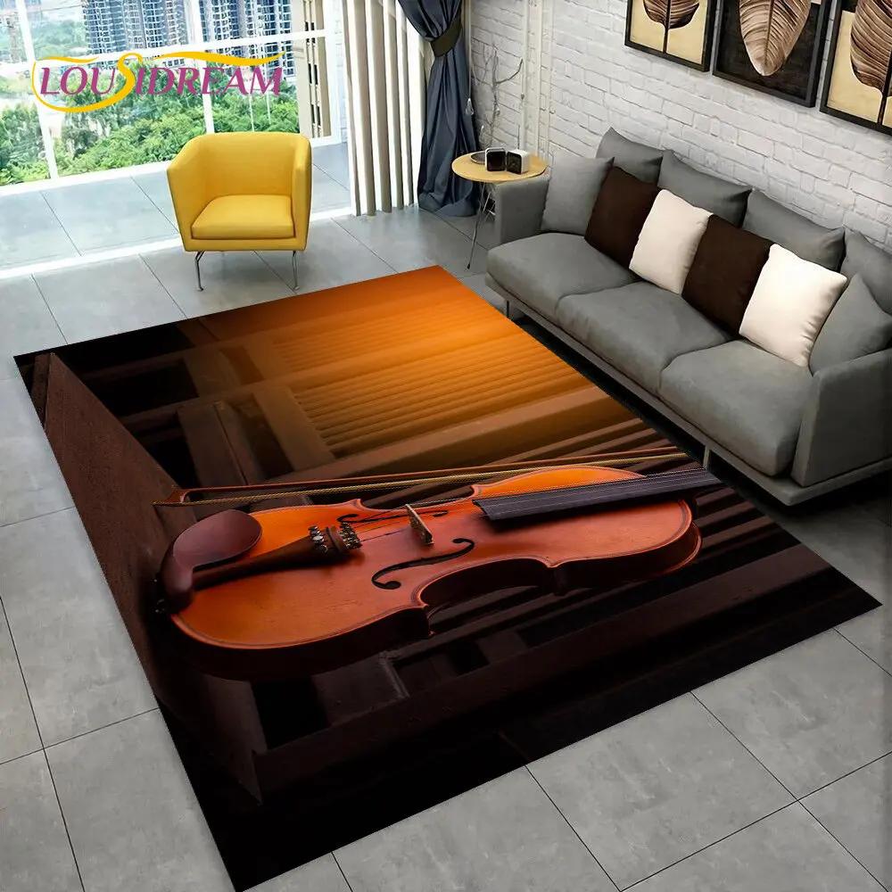 Classical Violin Instrument Music Area Rug,Carpet for Home Living Room Bedroom Sofa Doormat Kitchen Decor,kid Non-slip Floor Mat