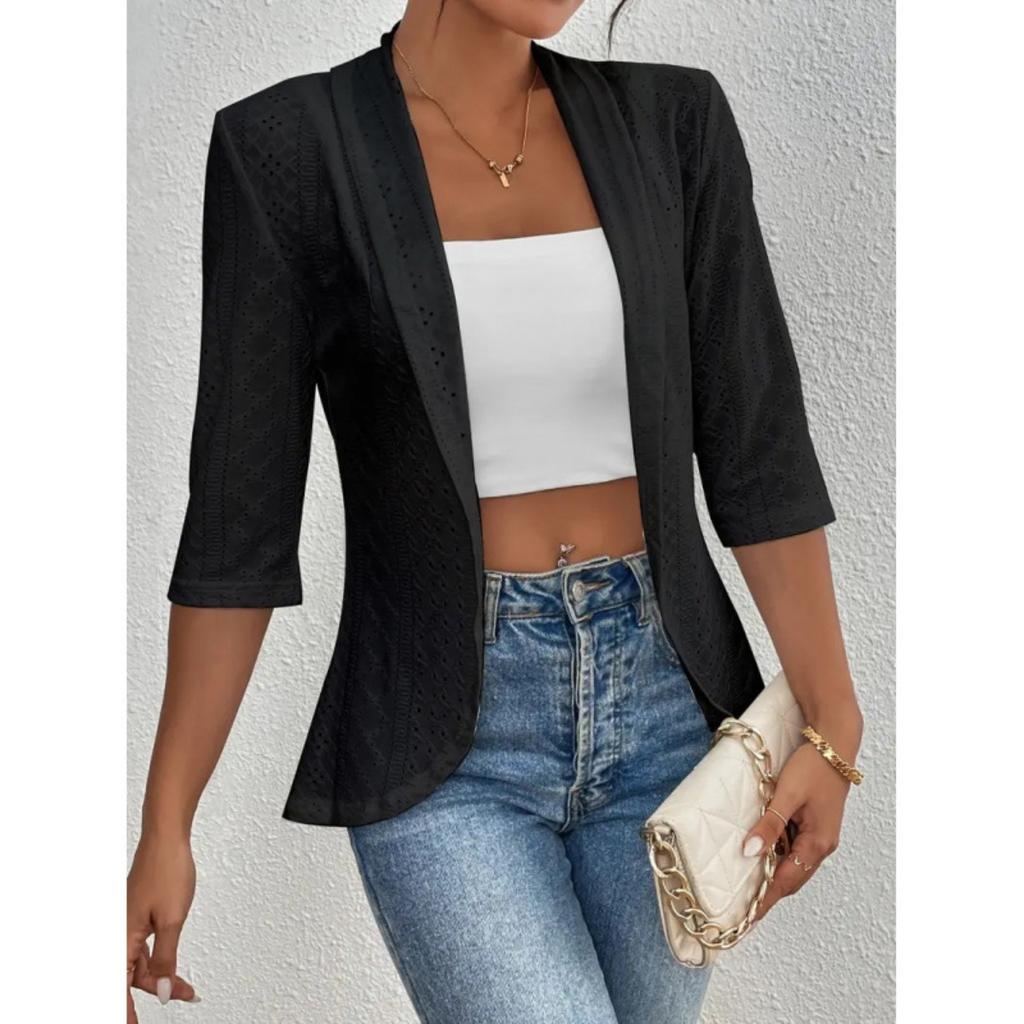 Women's Solid Color Casual Mid Sleeve Thin Outer Jacket