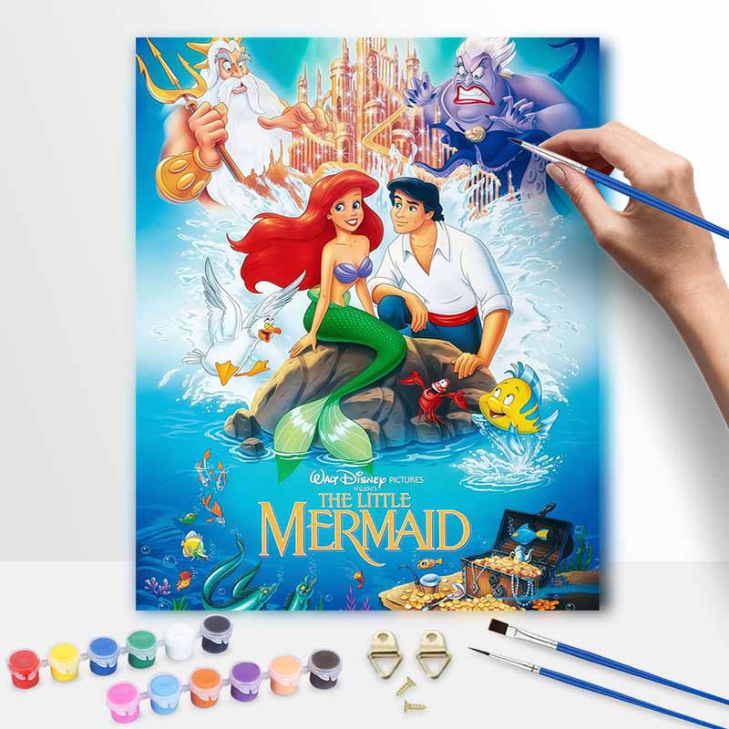 Disney oil painting handmade diy The Little Mermaid Ariel Eric gifts home decorations 20x30cm