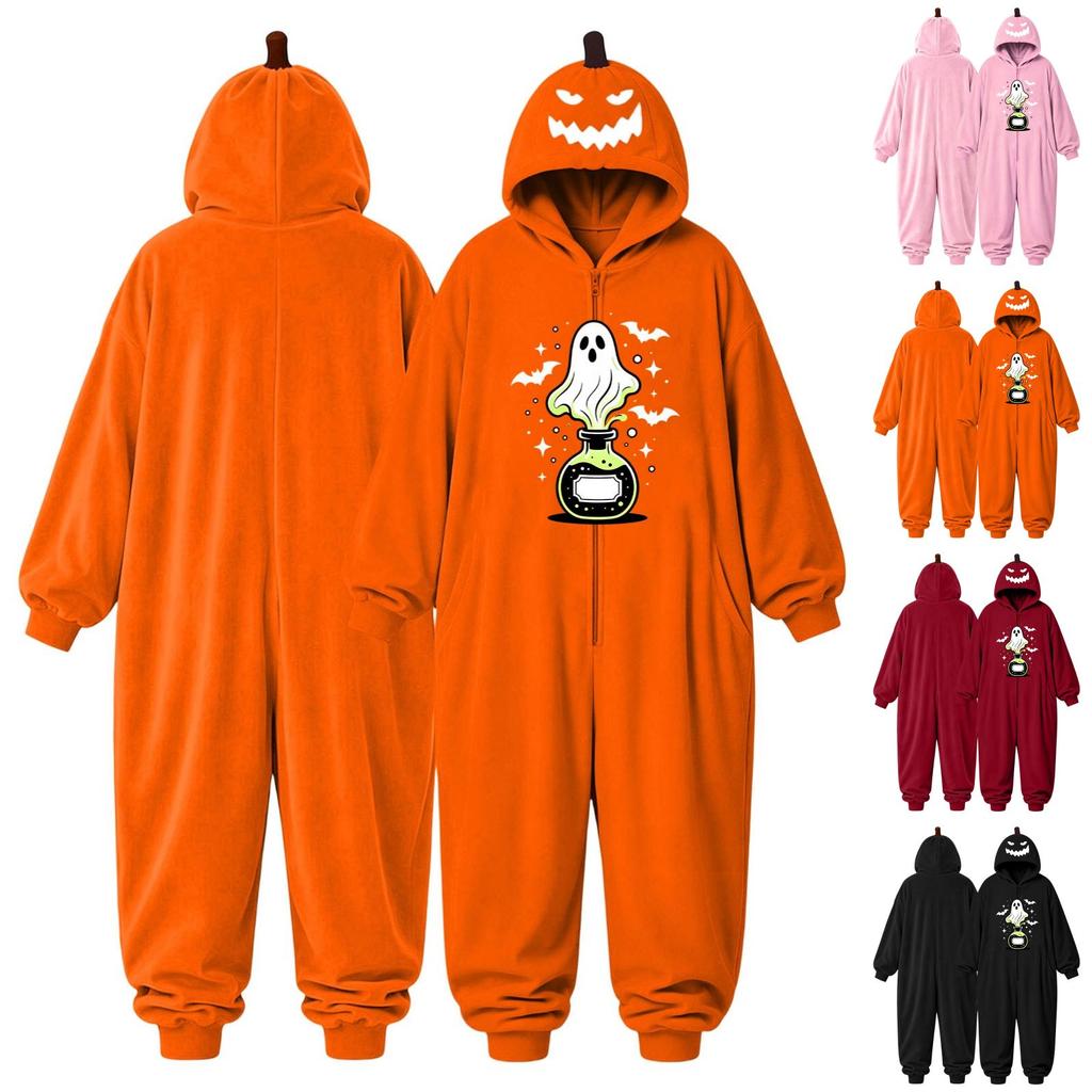 Couples Halloween Matching Flannel Jumpsuit Costume for Men and Women
