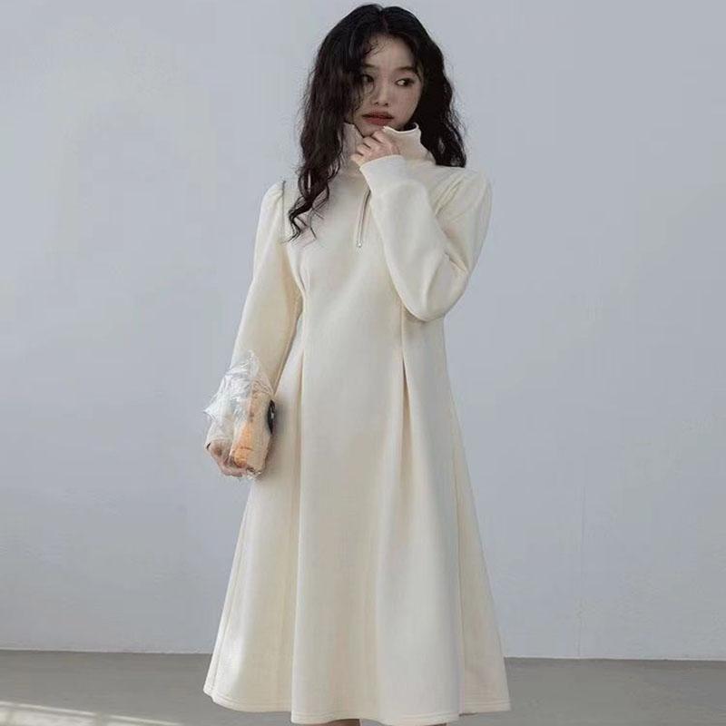 

Платье из плюша с воротником поло, женская узкая юбка миди с высокой талией 2XL белый