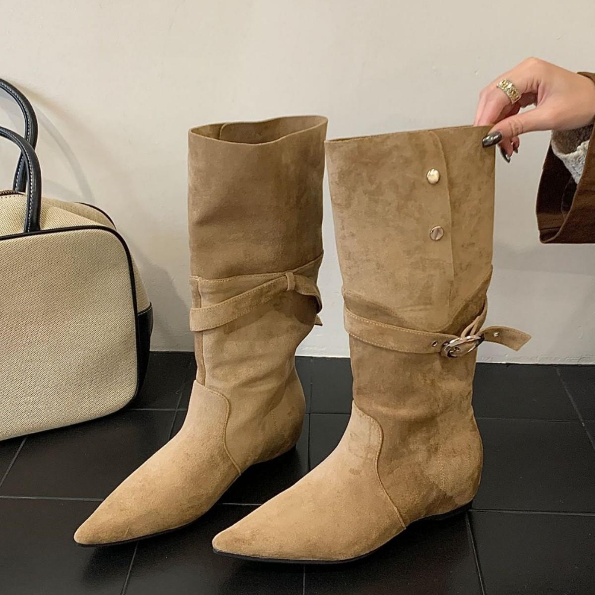 

~ Maillard Cowboy Western Boots Women s 2025 New Versatile Two-Wear Thick Heel Pile Boots Medium Boots 39