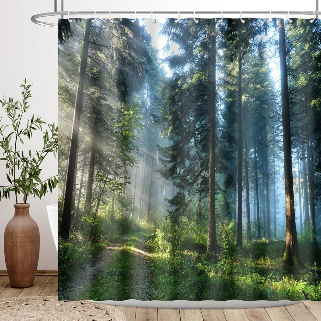 Wildtier Duschvorhang Dschungel Elefant Giraffe Zebra Regenwald Tropisch Safari Badezimmer Heimdeko Wasserdicht Polyester