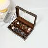 Retro Wood Grain 12-Slot PU Leather Watch Storage Box - In Stock