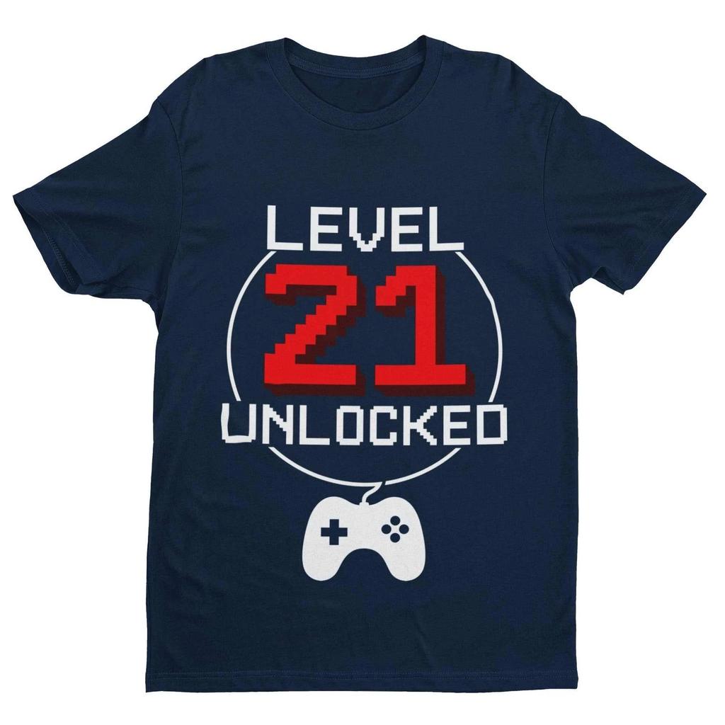 Funny 21st Birthday T Shirt Level 21 Unlocked Gamer Themed Gift Idea Gaming