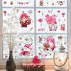 BORAMDO Valentine's Day Window Clings 12 Sheets, Happy Valentine's Day Gnome Decals Stickers, Removable Pink Decorations for Glass Windows, Holiday
