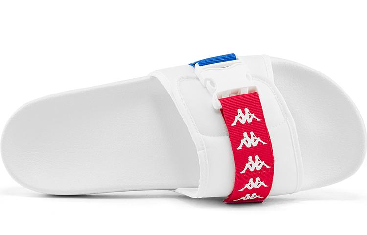 Men's Slippers Kappa Slide Slippers Unisex Korean White/Cherry Red/Sea Medium Blue