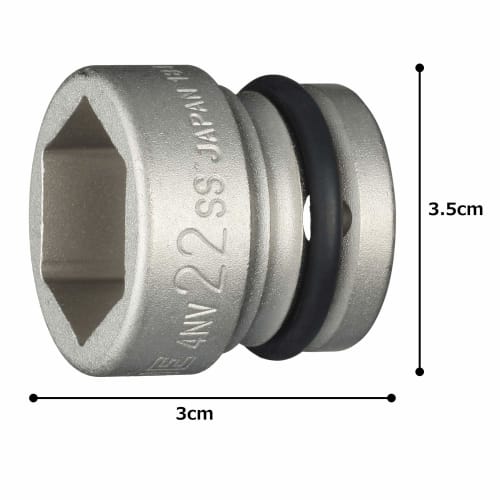 TONE Short socket for impact 4NV-22SS Drive angle 12.7mm (1/2") Width across flats 22mm