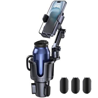 Uneawit Car Phone Car Drink Drink Smartphone Cup Adjustable Phone Holder with Cup Fits All Smartphones and Most Inches Holder, 2-in-1, Holder, &