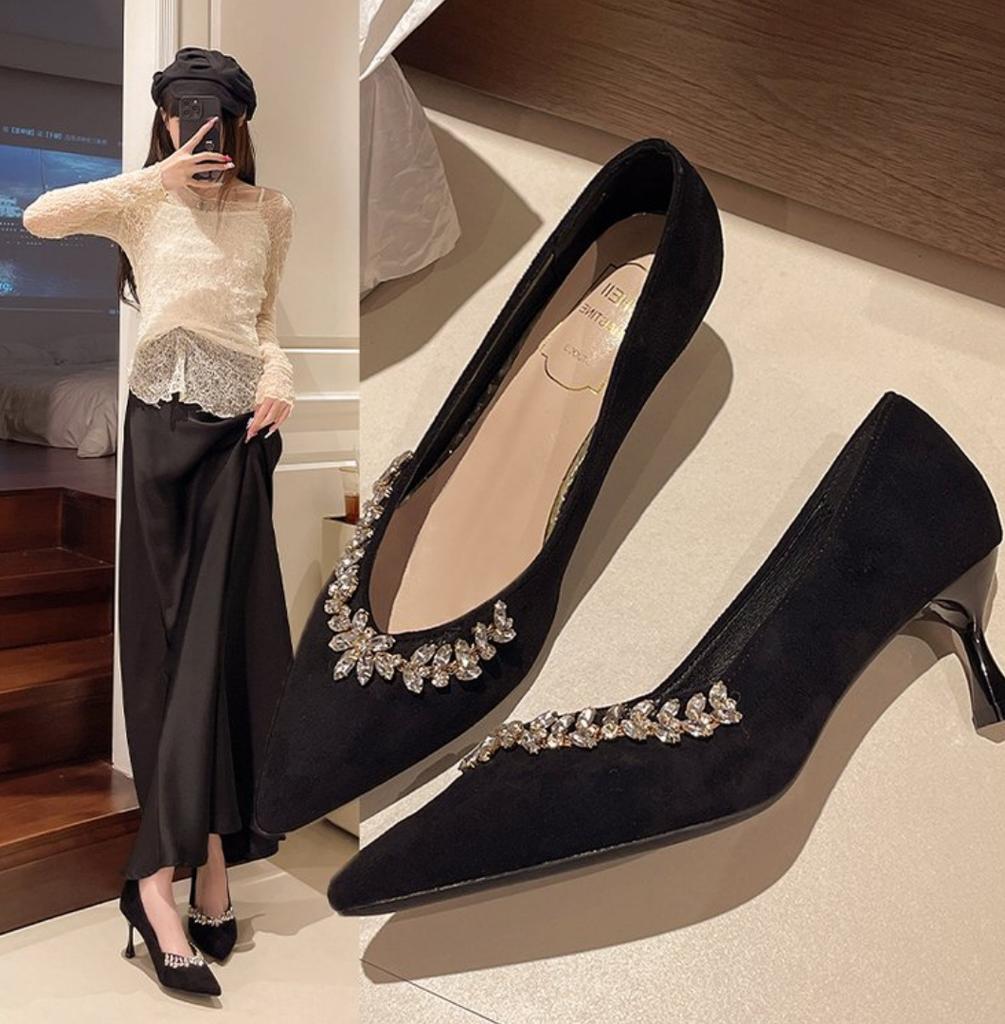 Pointed Thin Heel Sexy Shoes Women High Hee Shoes Luxury Rhinestone Stiletto Fashion Slingbacks Wedding Party Shoes Women Pumps