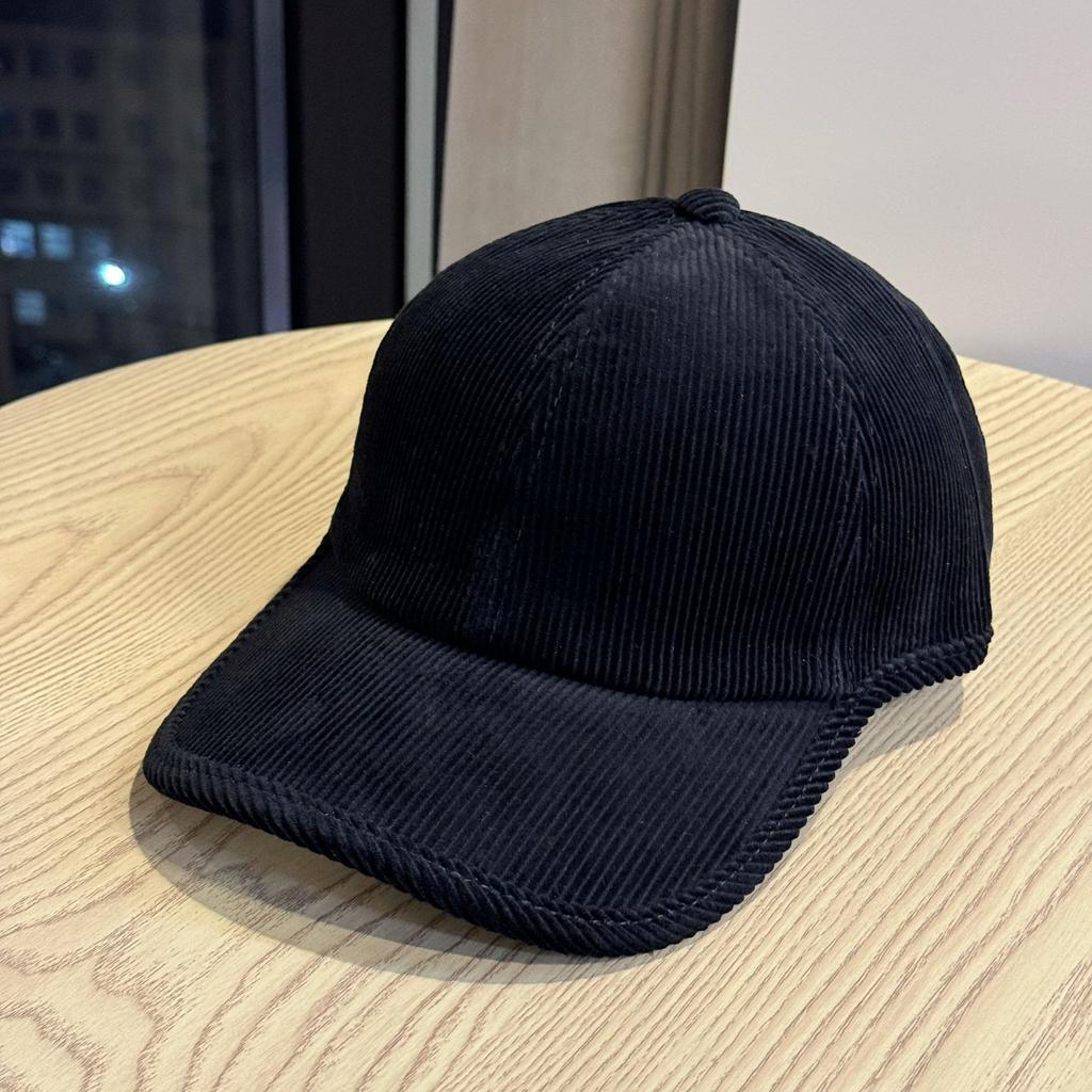 Autumn and Winter Fashionable and Versatile Thickened Corduroy Edged Adjustable Baseball Cap for Women Korean Version Solid Color Peaked Hat Trendy