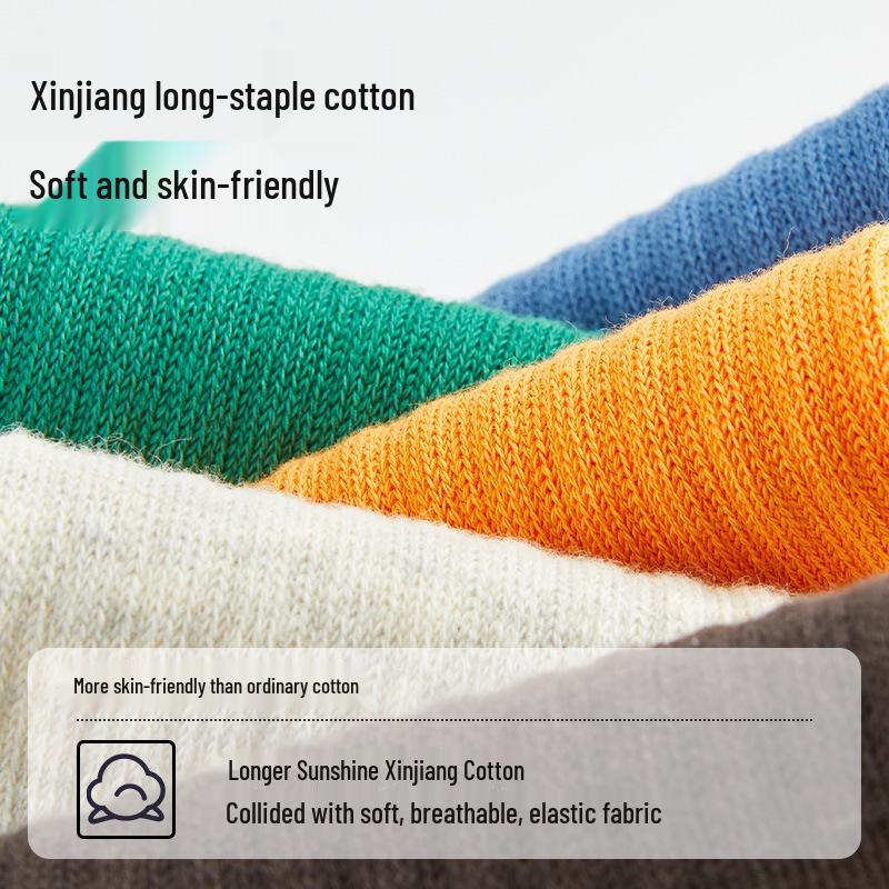 Boys' Antibacterial Mid-Calf Cotton Sports Socks - High-Elastic Shock-Absorbing Basketball Socks for Autumn
