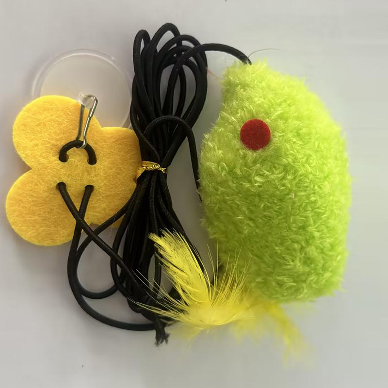 Self-entertaining cat toy simulated hanging mouse tease stick with feathers small cat mouse toy cat supplies