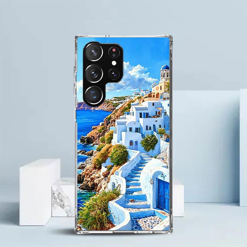 Greece In Summer Santorini Soft Cover for Samsung Galaxy S25 Edge S26 S24 S23 Ultra Phone Case S22 S21 Plus S20 FE Print Pattern