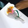 Plant Flower Brooch Simple Temperament Corsage Anti-travelling Enamel Silk Scarf Buckle Pearl Pin Accessories Perfect Gift for Couples