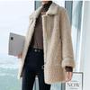 Women's Sheepskin Coat with Fur Pockets, Thick and Warm Winter Jacket