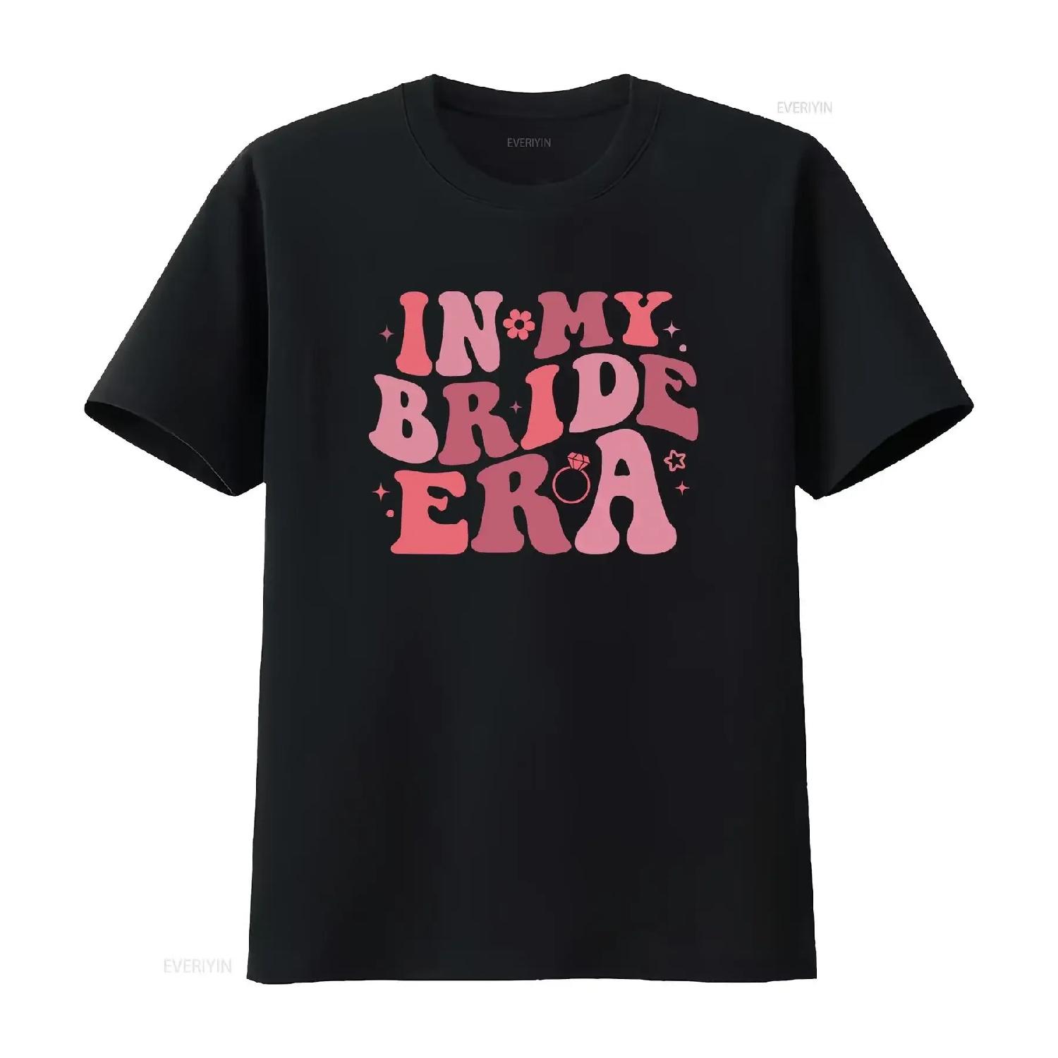 

In My Bride Era T Shirt Engagement Retro Groovy Wedding For Honeymoon Bridal Party vintage Washed Soft Comfortable Stretched S чёрный