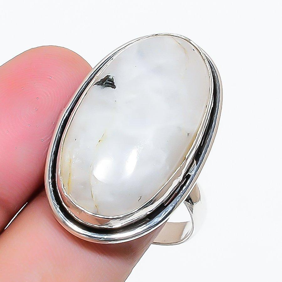 Natural Moonstone Gemstone Handmade 925 Sterling Silver Jewelry Ring Size 9 AR-17673