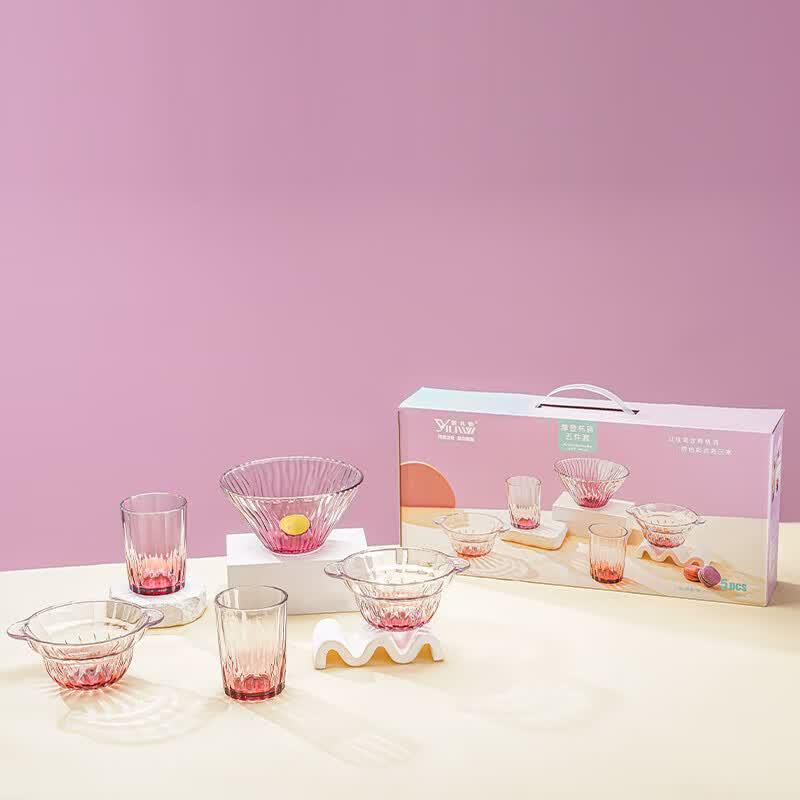 YiLiWu Modern Glass Cup & Bowl Five-Piece Set