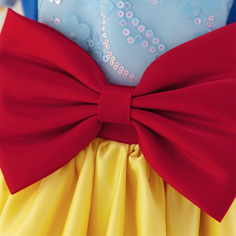 European & American Snow White Birthday Cosplay Dress - Baby's First Birthday Mesh Skirt for Children's Festival Performance
