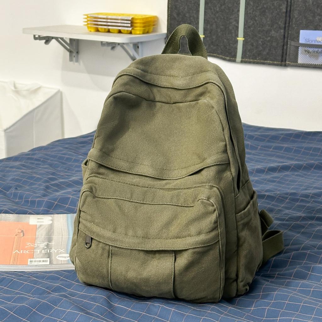 Schoolbag Canvas Travel Backpack 1011 New Lightweight Business Trip Computer Bag Schoolbag Female College Student Commuter Small Backpack Male