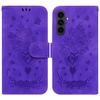 For Samsung Galaxy S25 FE Case Butterfly Flower Imprint PU Leather Wallet Phone Cover with Strap