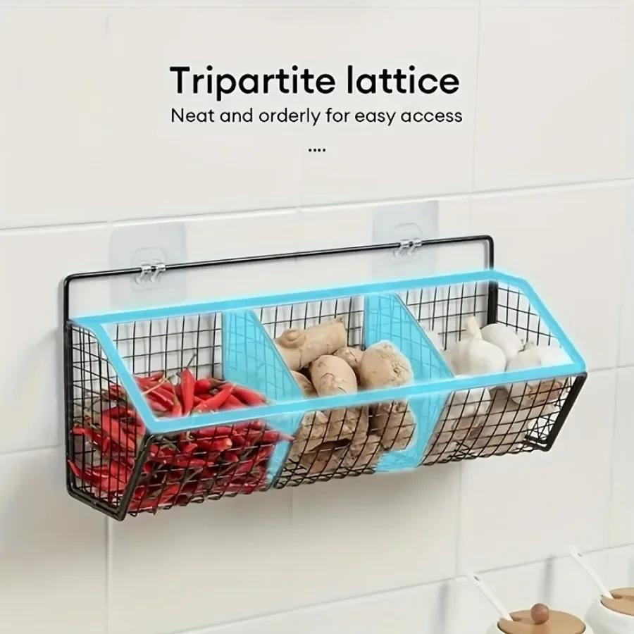 Grid Kitchen Organizer Basket Wall Mounted Tableware Drainboard Functional Fruit Vegetable Storage Home Kitchen Accessories