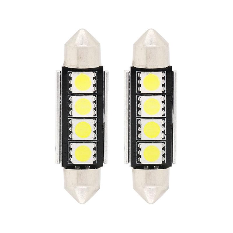 10 sztuk 5050 4 diody LED 42mm wewnętrzna lampa kopułkowa żarówka Anti Alarm do czytania lampka tablicy rejestracyjnej