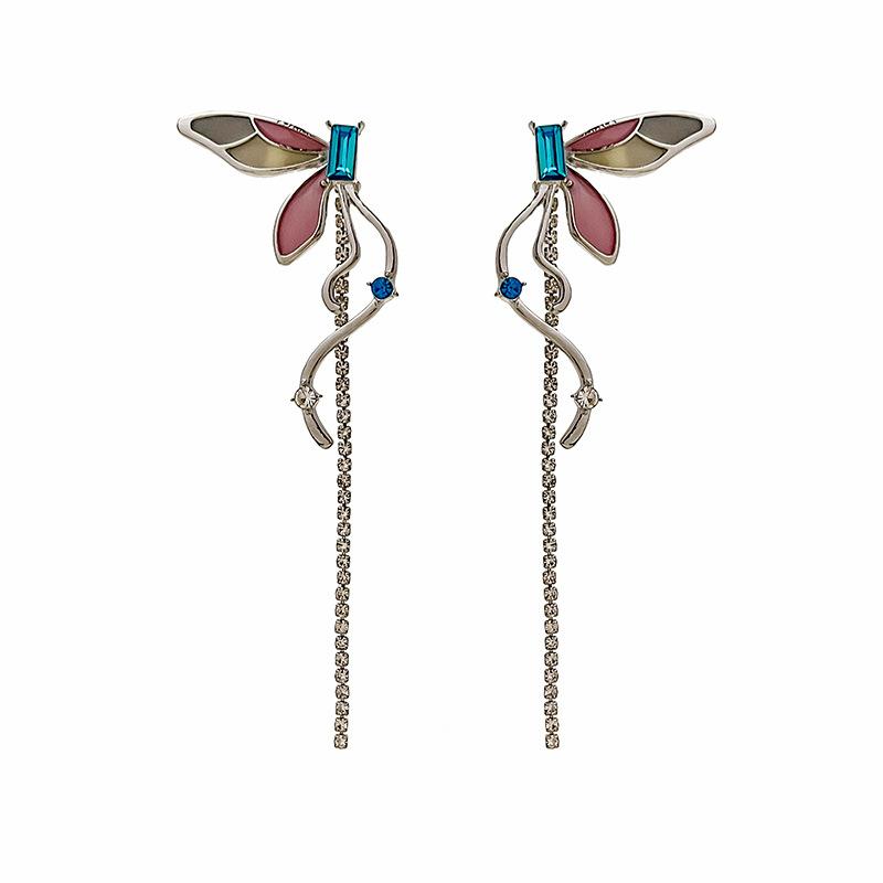 Long Super Fairy Temperament Butterfly Colorful Drip Earrings Chain Fringe Geometric Magic Personality Earrings Women