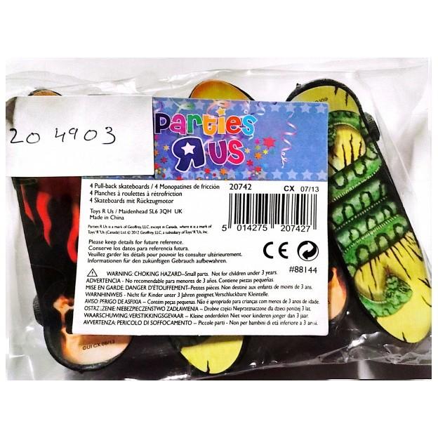 Peças Rus Skate Pull Back Toy (Pacote de 4) One Size preto