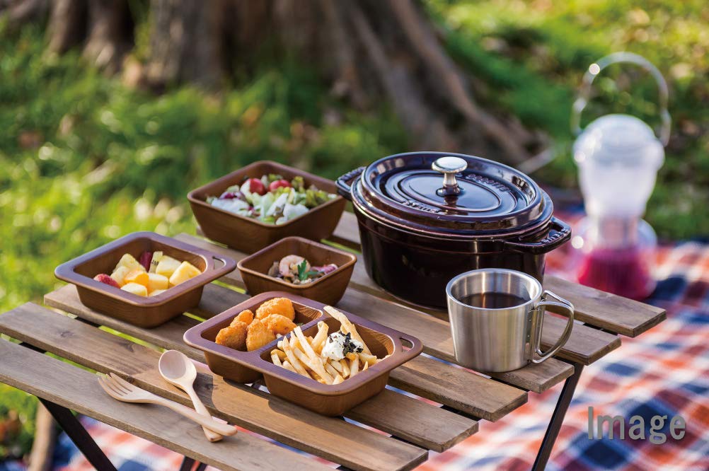 Masakazu Made In Japan Wood Grain NH Outdoor X X Plate, 15.6 21.8 4.5 Cm, Brown, 45-76821-1