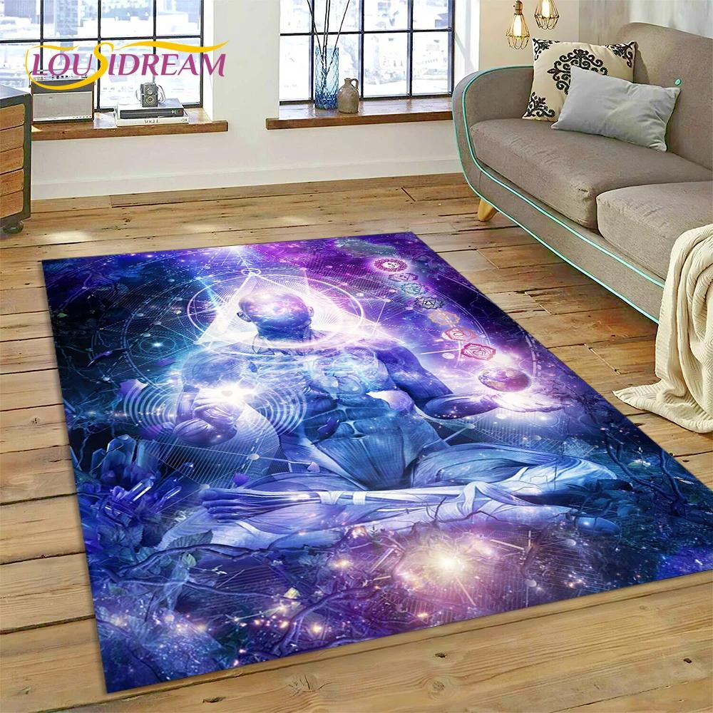 3D Yoga Zen Naturalize Meditation Rainbow 7 Chakra Area Rug,Carpet for Living Room Bedroom Sofa Doormat Decor,Non-slip Floor Mat