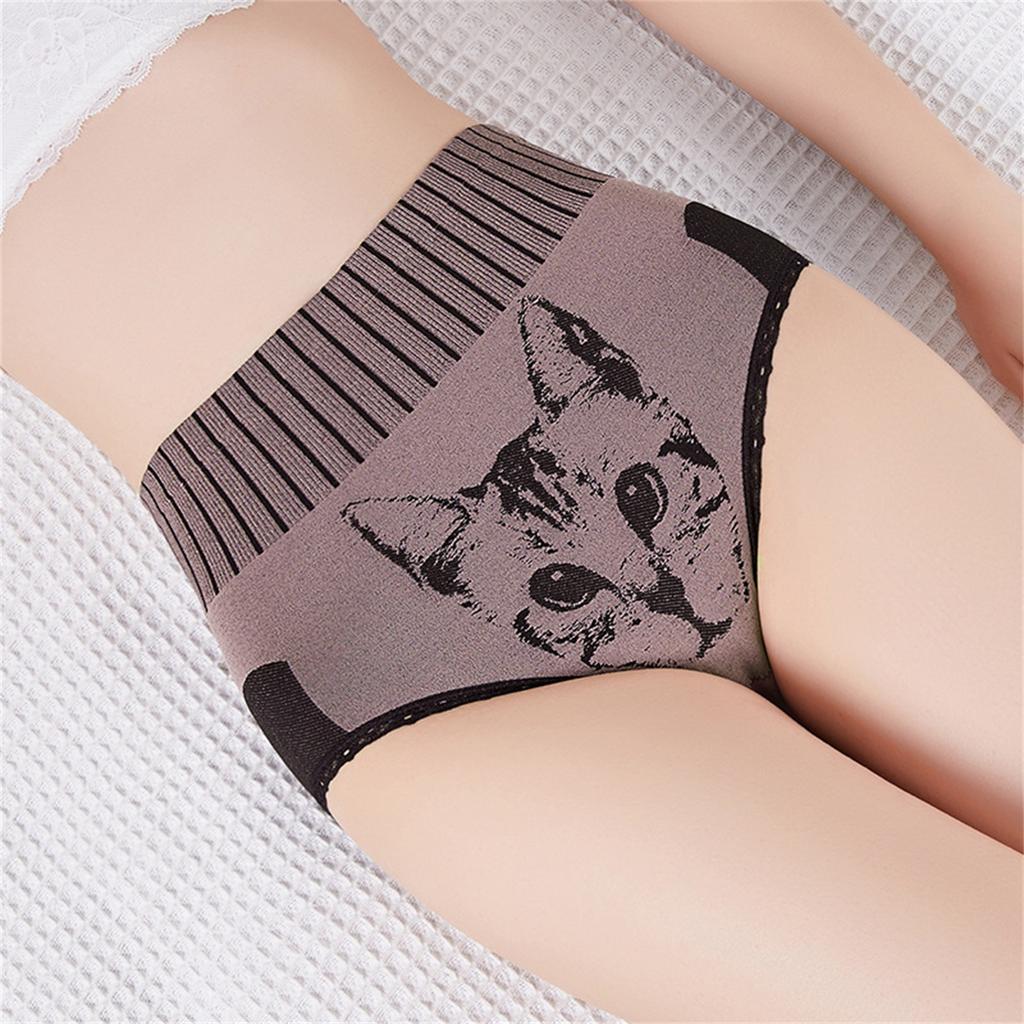 7 Pack Women's Tummy Control Cat Print Underwears
