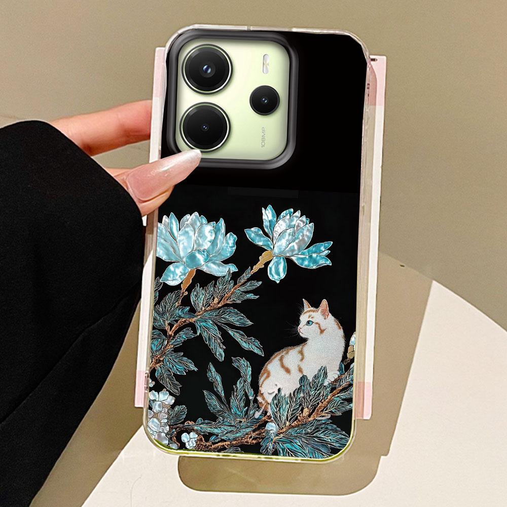Koi Goldfish Sparkle Black Glossy Phone Case for Xiaomi Redmi Note 14 13 12 11 11S 10 9 8 Pro 9C 13C 14C A5 A3 A4 A3X A1 Cover