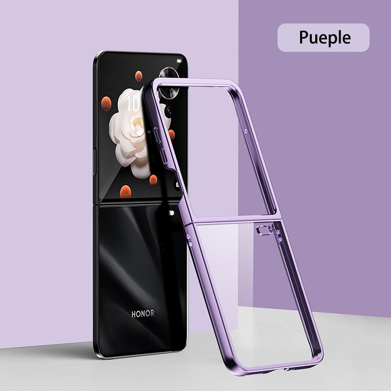 Case For Honor Magic V Flip MagicV VFlip Ultra Thin Hard Electroplated Color / Split Body Transparent Cover Protection Shockproof Back Anti Drop Shell