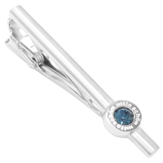 Mila Schon Blue Crystal Glass Cufflinks and Tie Clip Set (msc10412st)