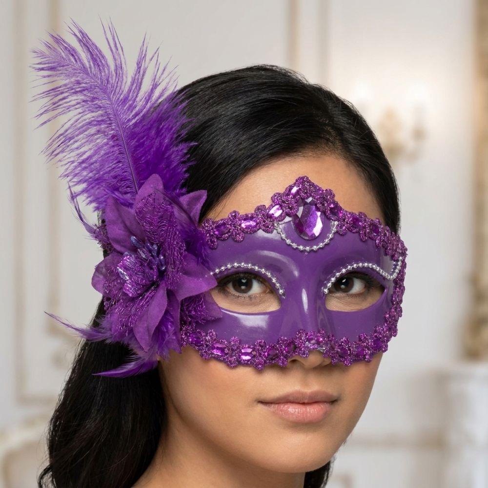 Rhinestone Feather Mask Multicolor Masquerade Ball Mask Halloween Festival Party Mask Ladies