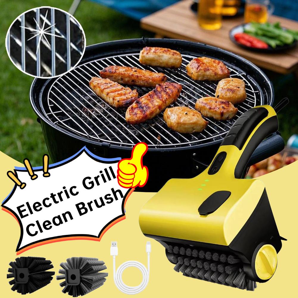 2025 Uppgradering Elektrisk Rullgrillborste 350 RPM Rostfritt Stål Borstlös Rengöringsborste Utbytbar Borsthuvud BBQ Rengöringsverktyg