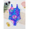 Costume da bagno intero per bambina, carino, con stampa colorata di cartoni animati, senza maniche, costume da bagno estivo per bambini, da spiaggia