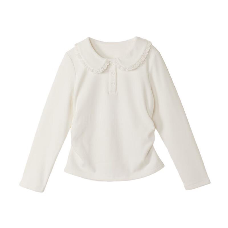 Desa Girls' Solid Color Lapel Long Sleeve T-Shirt