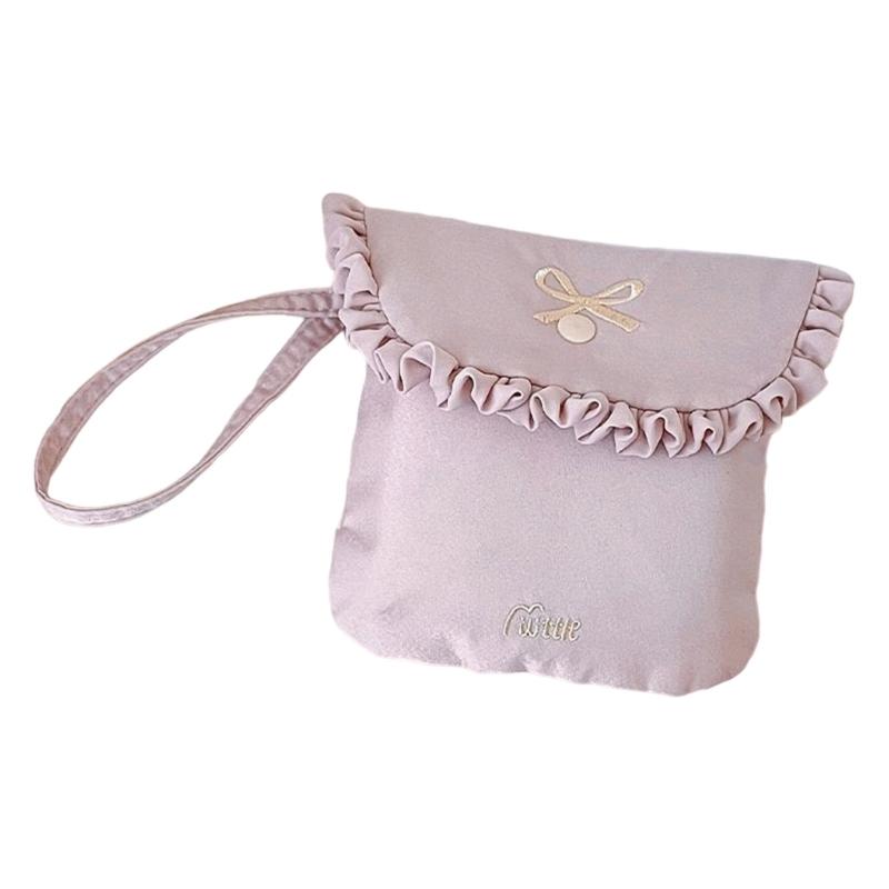 Sanitary Napkin Storage Pouch Stylish Milk Fleece Construction Spacious Interior Holder For Cosmetics Small Items