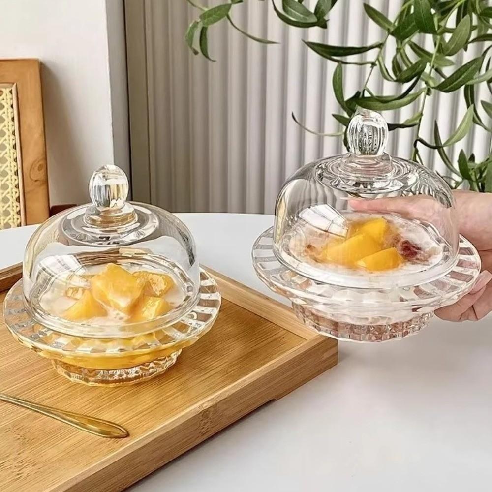 Transparent Tremella Glass Bowl European-Style Small Soup Bowl Yogurt Bowl  Dessert Serving