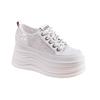 Little white shoes women's 2025 spring new sequined mesh breathable casual shoes versatile thick sole inner height increase 10CM women's shoes