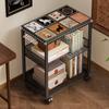 Movable Bookshelves, Tableside Floor-standing Shelves, Multi-level Wheeled Storage, Living Room Wall Storage Racks.