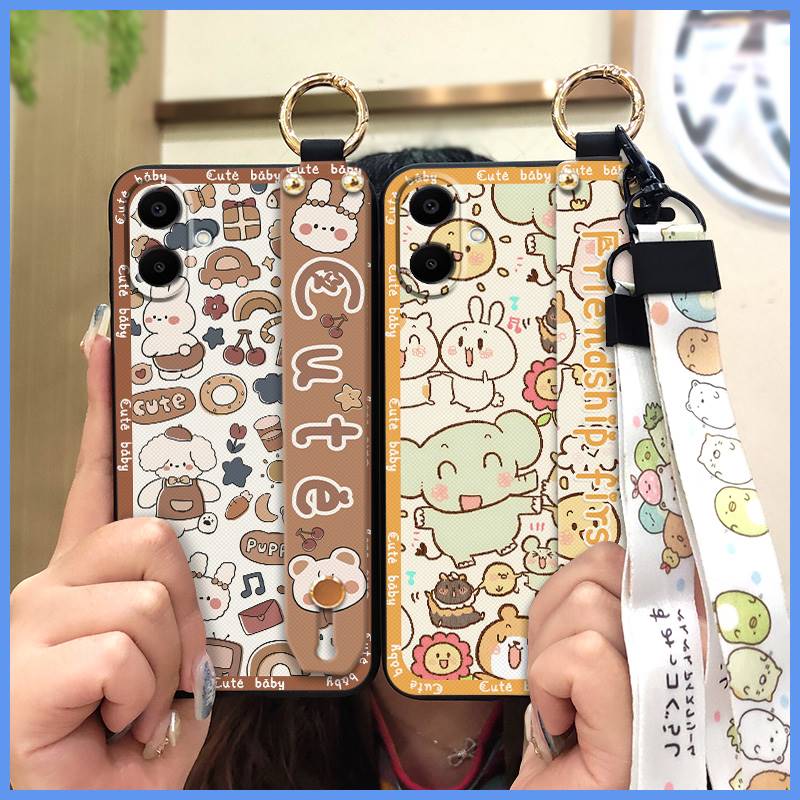 Anti-knock Wristband Phone Case For Samsung Galaxy A07 Fashion Design Wrist Strap Durable Shockproof Soft case Cartoon